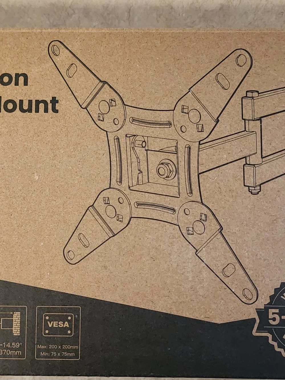 Universal Black TV/Monitor Wall Mount Bracket - Adjustable VESA Arm